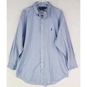 Vintage Ralph Lauren Yarmouth Dress Shirt Blue Men 17-33 NWT Pinpoint Oxford NWT